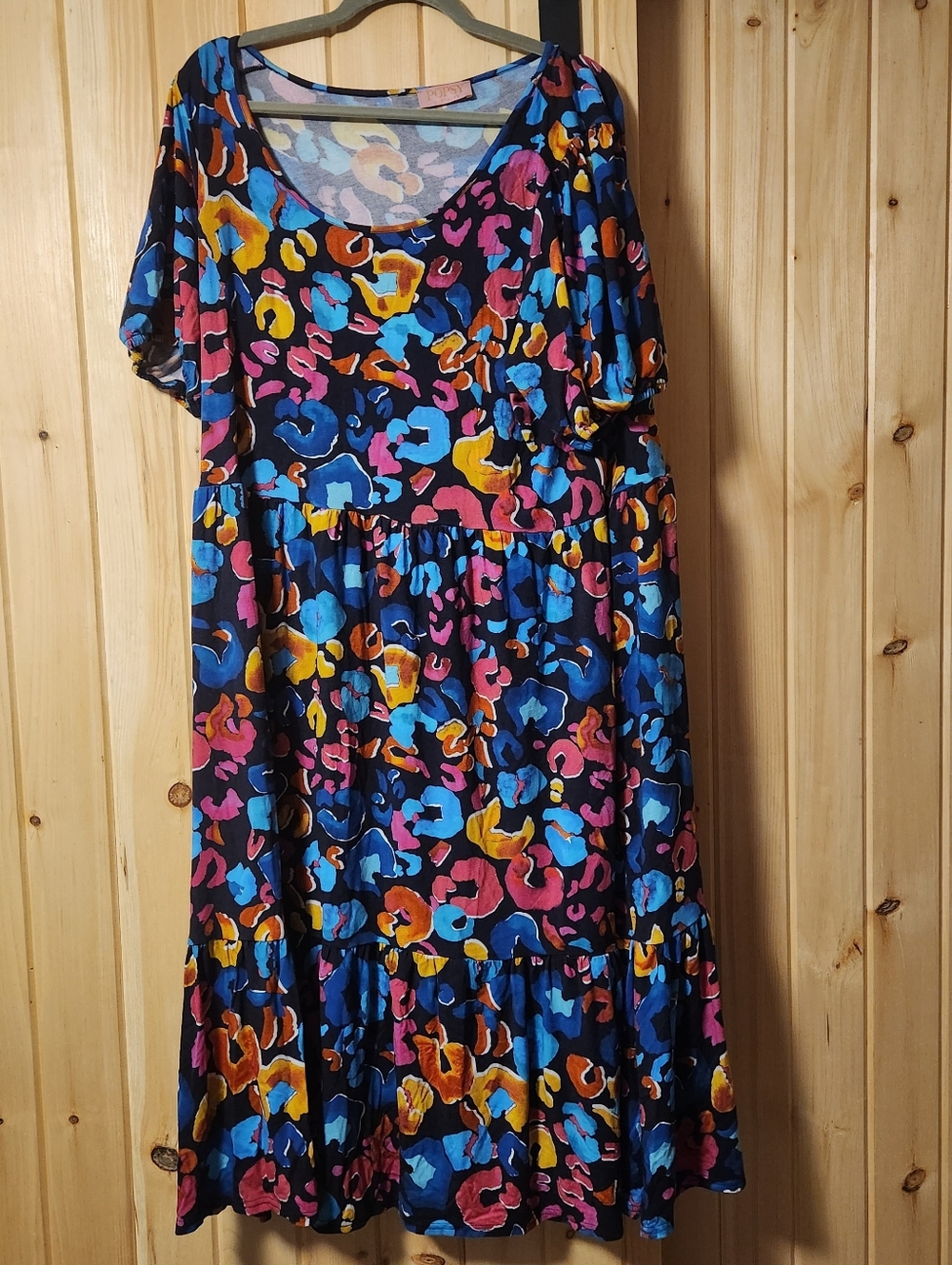 Popsy Women's Multicolor Animal-Print Tiered Dress